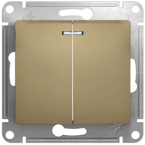 Выключатель с подсветкой без рамки Systeme Electric Glossa 2-кл. титан картинка